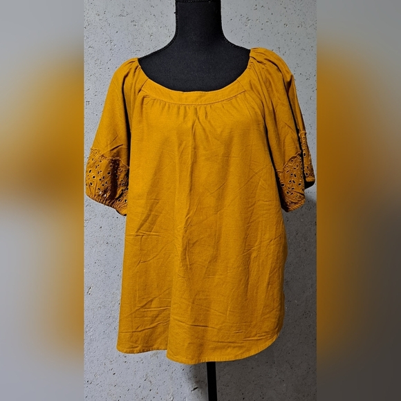 #043 Sz L Old Navy Mustard Blouse - Picture 7 of 11